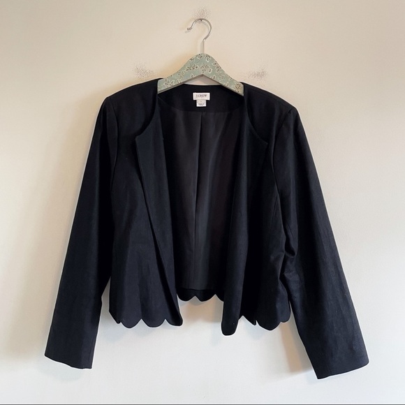 J. Crew Factory Scalloped-Hem Blazer Jacket Black - Picture 1 of 7